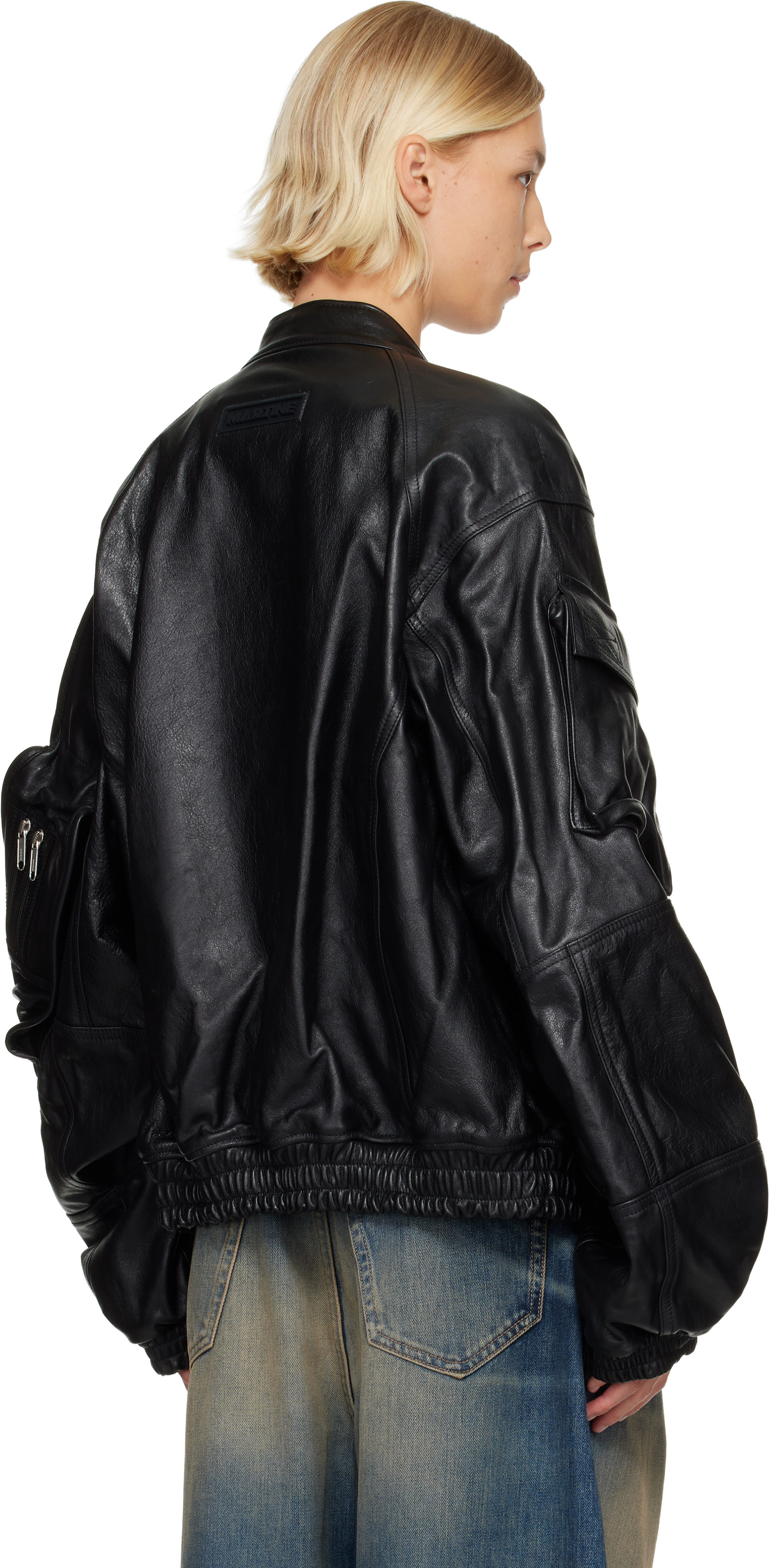 Martine Rose - Black Bumbag Leather Jacket