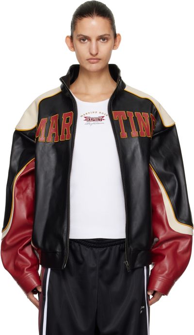 Martine Rose Martine Rose Red & Black Superbowl Leather Jacket
