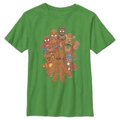 Marvel Boy's Marvel Christmas Gingerbread Cookie Heroes Graphic Tee