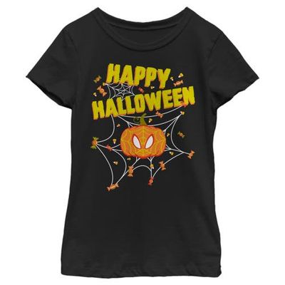 Marvel Girl's Marvel Spider-Man Jack-O'-Lantern Happy Halloween T-Shirt