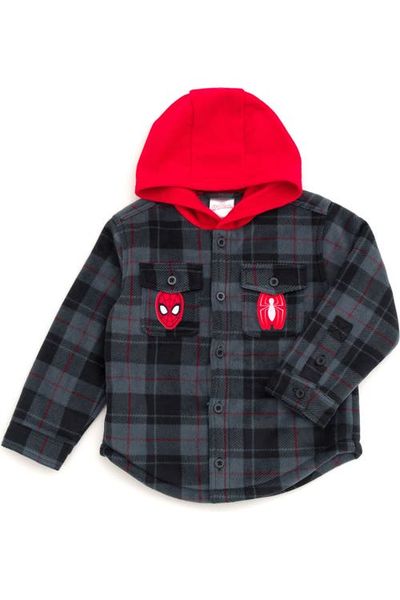 Marvel Marvel Spider-man Fleece Hooded Shirt Jacket (toddler, Little Kid & Big Kid)