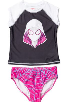 Marvel Marvel Spider-Verse 2-Piece Swimwear Rash Guard and Bikini Bottom Set