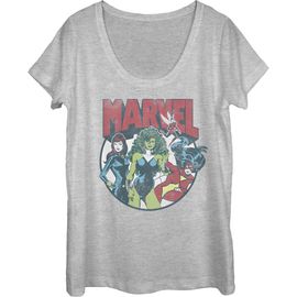 Marvel Marvel Women's Women Group Circle Shot Short Sleeve Scoop Neck T-Shirt