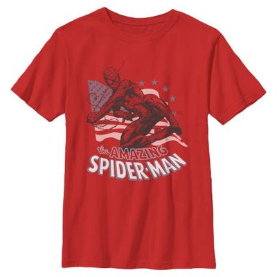 Marvel: Spider-Man Marvel: Spider-Man Boys Marvel Spider-Man The Amazing American Spidey T Shirt