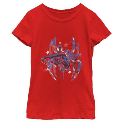 Marvel: Spider-Man Marvel: Spider-Man Girls' Patriotic Spidey Logo Graphic Short Sleeve T-Shirt