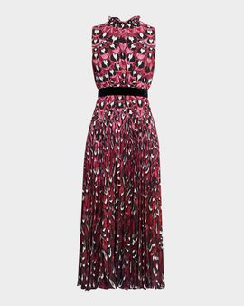 Mary Katrantzou - Hollie Floral Animal-Print Pleated Sleeveless Midi Dress