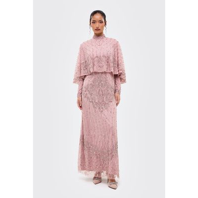 MARYISA MARYISA Modest Cape Embellished Sequins Gown