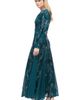 MARYISA MARYISA Modest Embellished Sequin Beaded Maxi Dress With Cuff Sleeves - 5