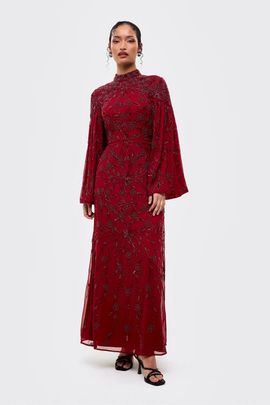 MARYISA MARYISA Modest Embellished Sequins High Neck Gown