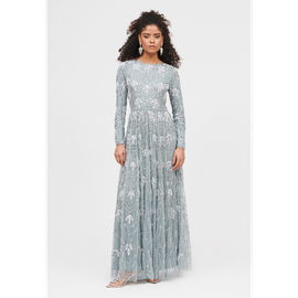 MARYISA MARYISA Occasion Modest Embellished Sequin Beaded Floral Evening Maxi Dress