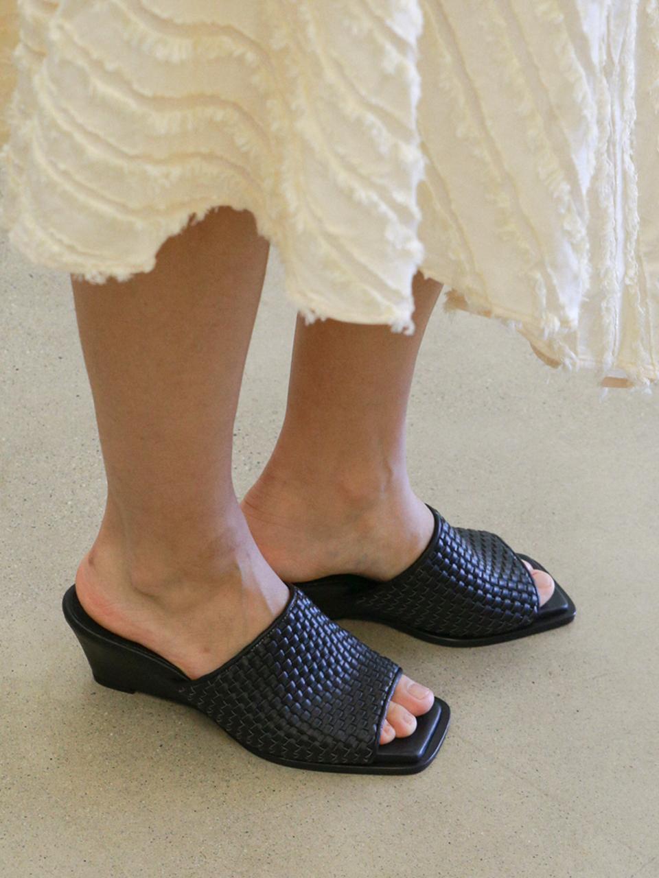 MARYRINGO Jane Simple Wedge Mule_Mesh Black