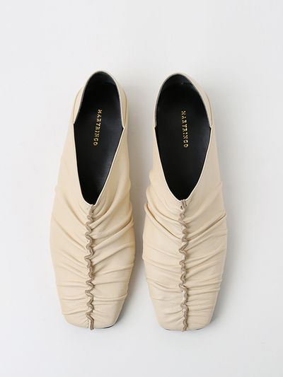 MARYRINGO Jennet Shirring Flats - Cream