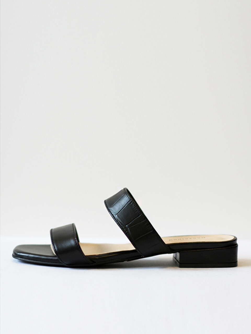 MARYRINGO Two Strap Slides - Black