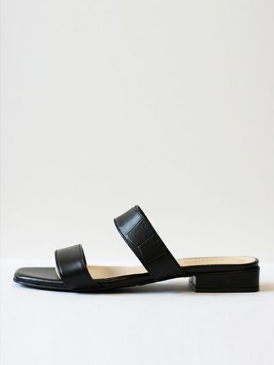 MARYRINGO Two Strap Slides - Black