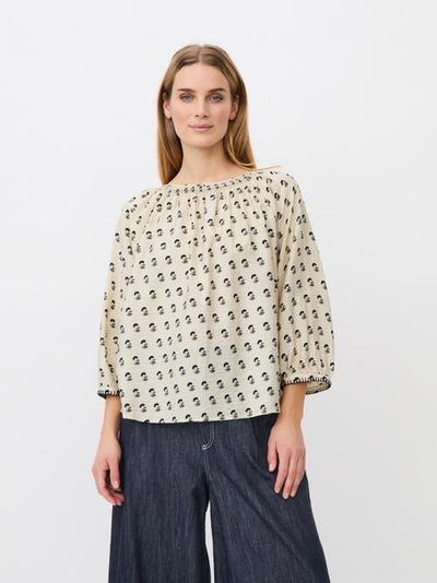 Masai Copenhagen Masai Copenhagen Boat Neck Gathered Blouse