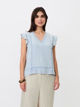 Masai Copenhagen Masai Copenhagen Madalali Denim V-Neck Blouse