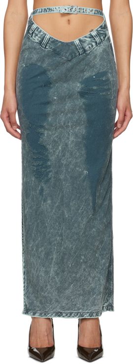 Masha Popova Masha Popova Blue V Cut Maxi Skirt