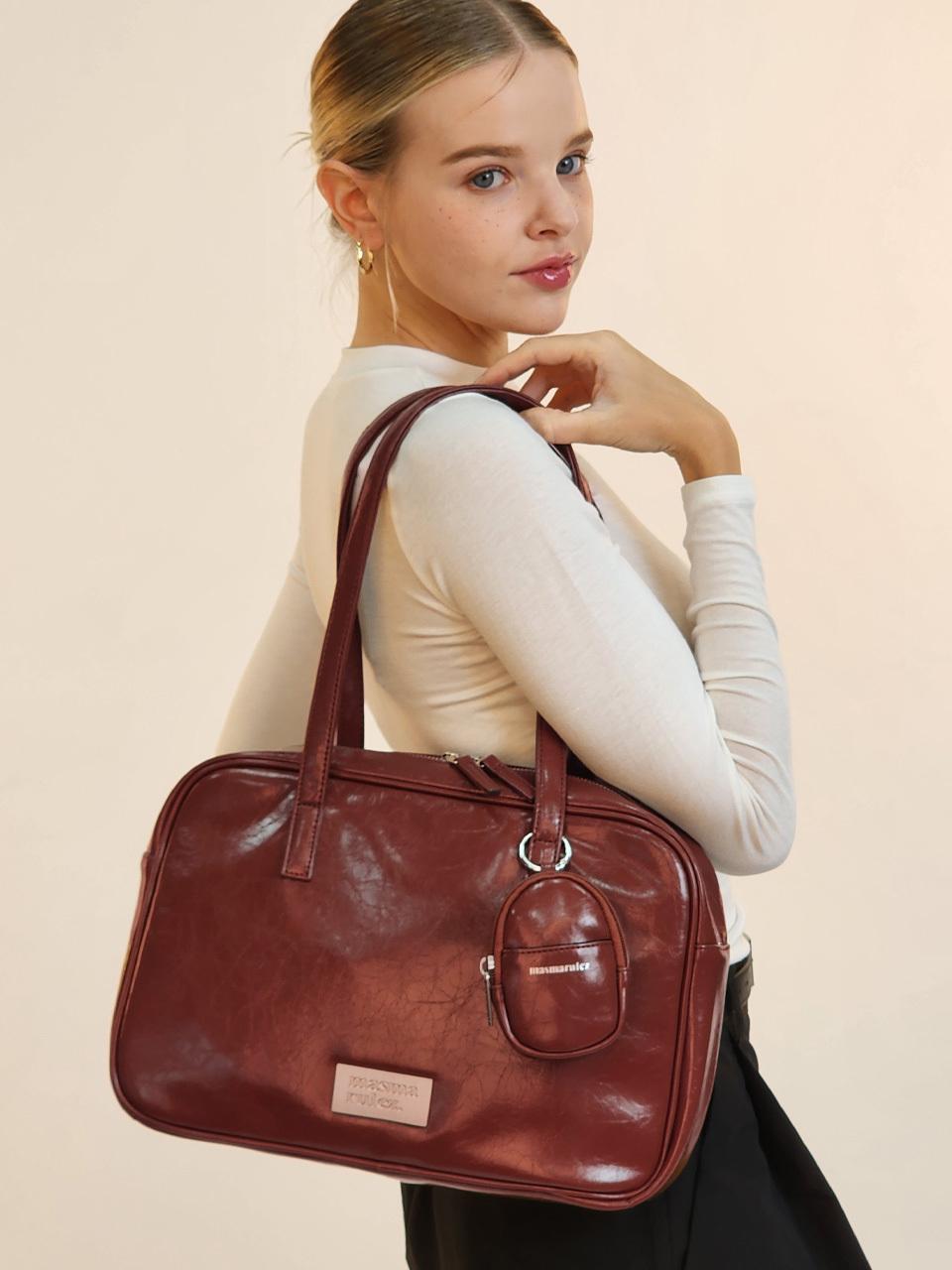 Masmarulez 304 leather pouch shoulder bag _ Red Brown