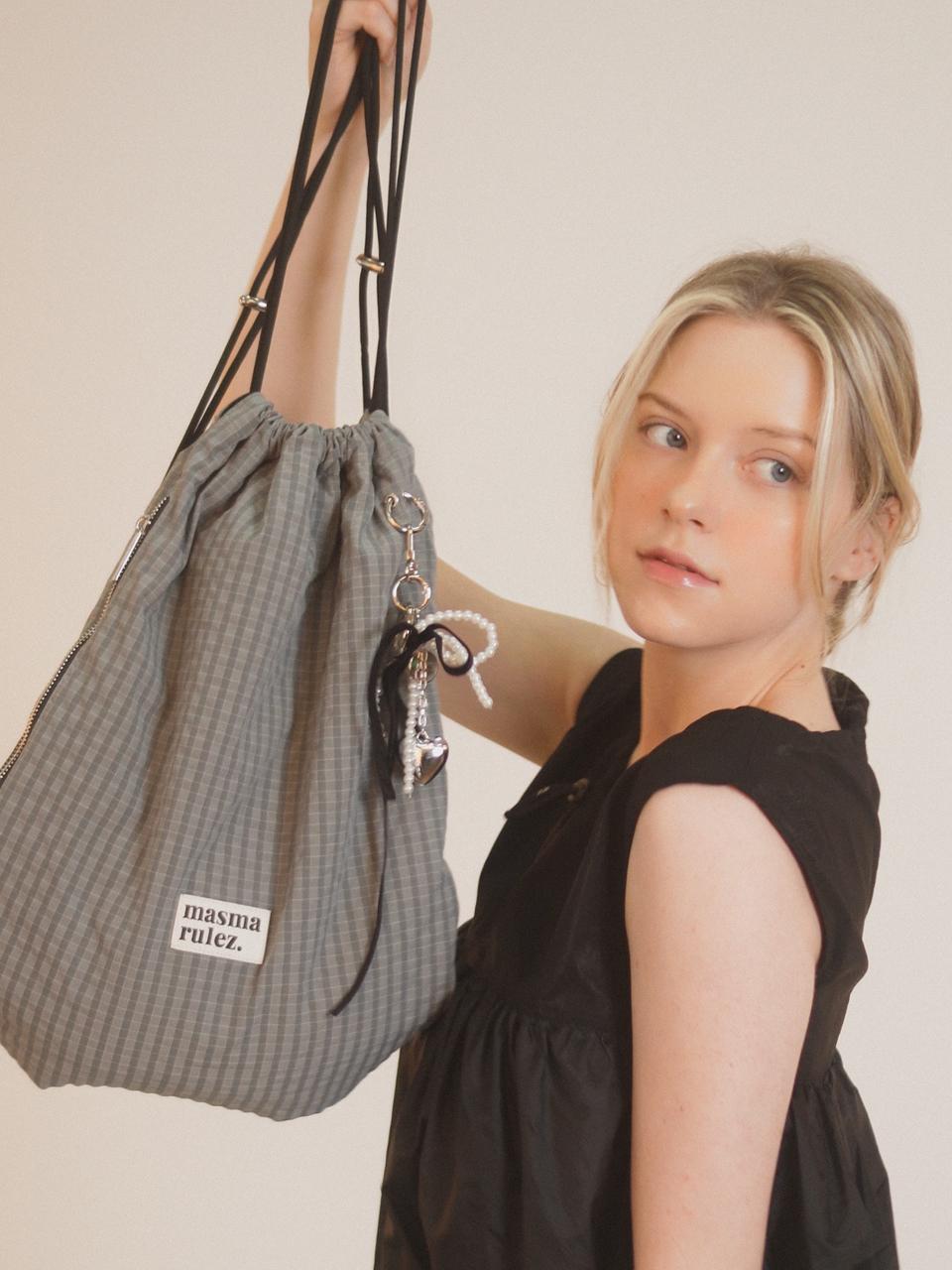 Masmarulez Gym sack string bag _ plaid check gray