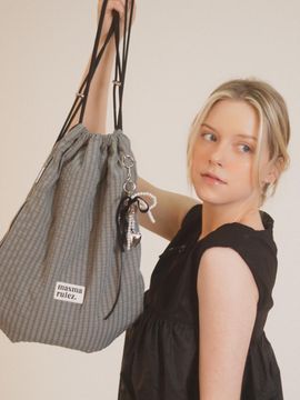Masmarulez Gym sack string bag _ plaid check gray