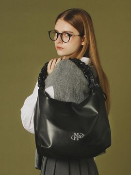 Masmarulez Leather 2way shirring hobo bag _ Black