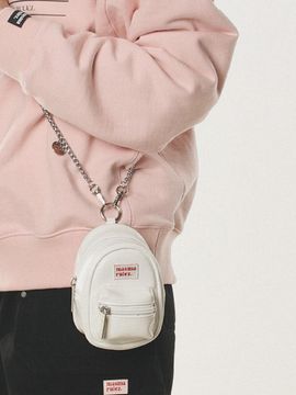Masmarulez mama leather miniature chain cross bag _ White