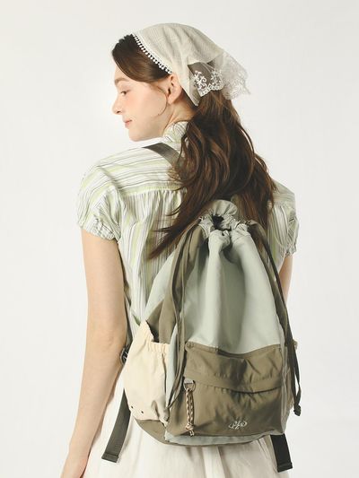 Masmarulez Mixed Easy Draw Backpack [Green Gray]