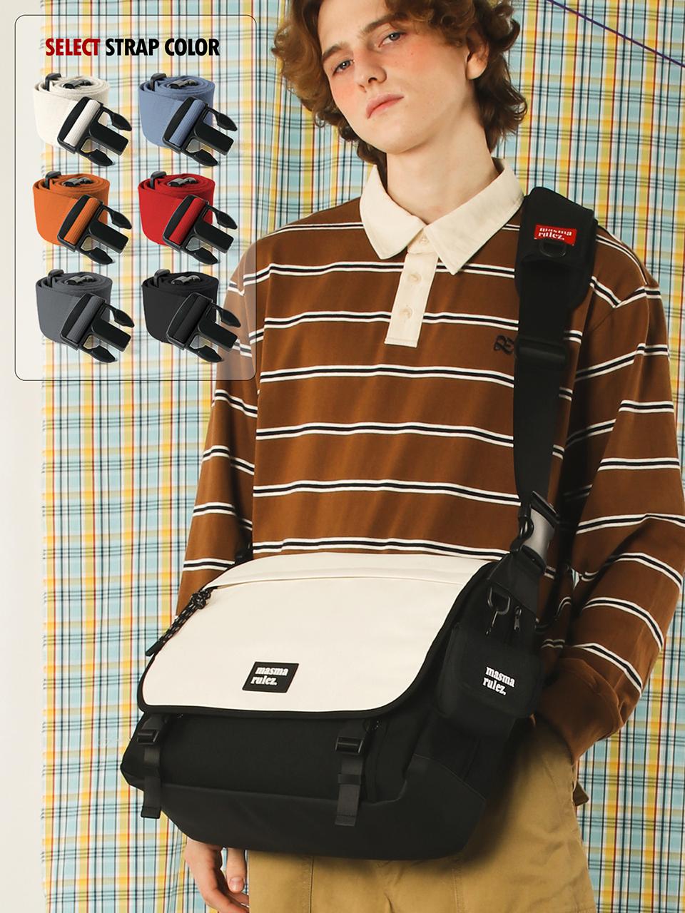 Masmarulez Strap Selection Simple Messenger Bag [Cream]