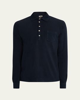 Massimo Alba Men's Pique Cotton and Cashmere Long-Sleeve Polo Shirt