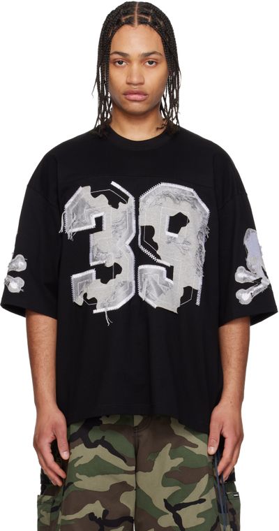 mastermind JAPAN mastermind JAPAN Black '39' Distressed Patch Half Sleeve T-shirt