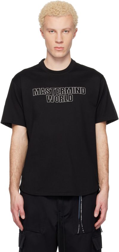 MASTERMIND WORLD MASTERMIND WORLD Black MW Mixed-Fabric SS T-shirt