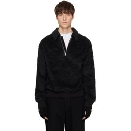 MASTERMIND WORLD MASTERMIND WORLD Black Shaggy Half-Zip Polo