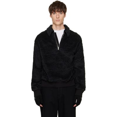 MASTERMIND WORLD MASTERMIND WORLD Black Shaggy Half-Zip Polo