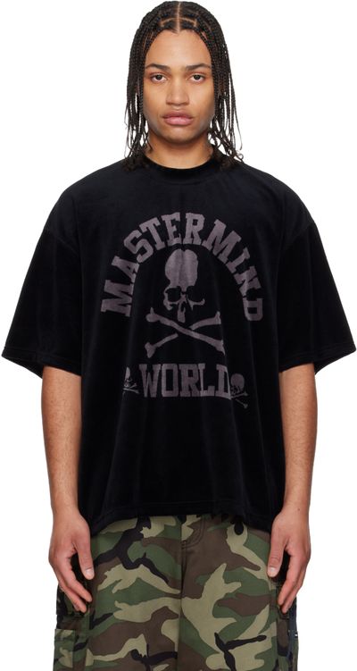 MASTERMIND WORLD MASTERMIND WORLD Black Velour T-shirt