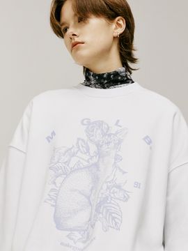 MATCHGLOBE Cat Printing Sweatshirt - White