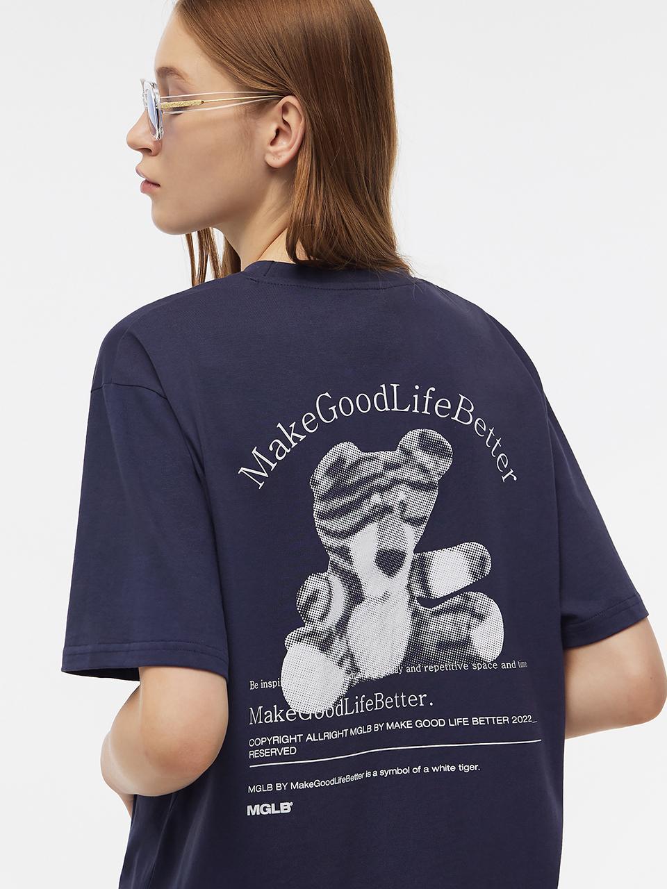 MATCHGLOBE FRONTBACK PRINTED T-SHIRT (NAVY)