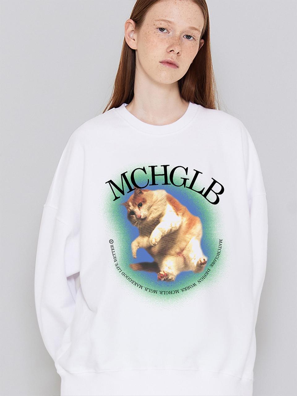 MATCHGLOBE JUMP KITTEN SWEATSHIRT (WHITE)