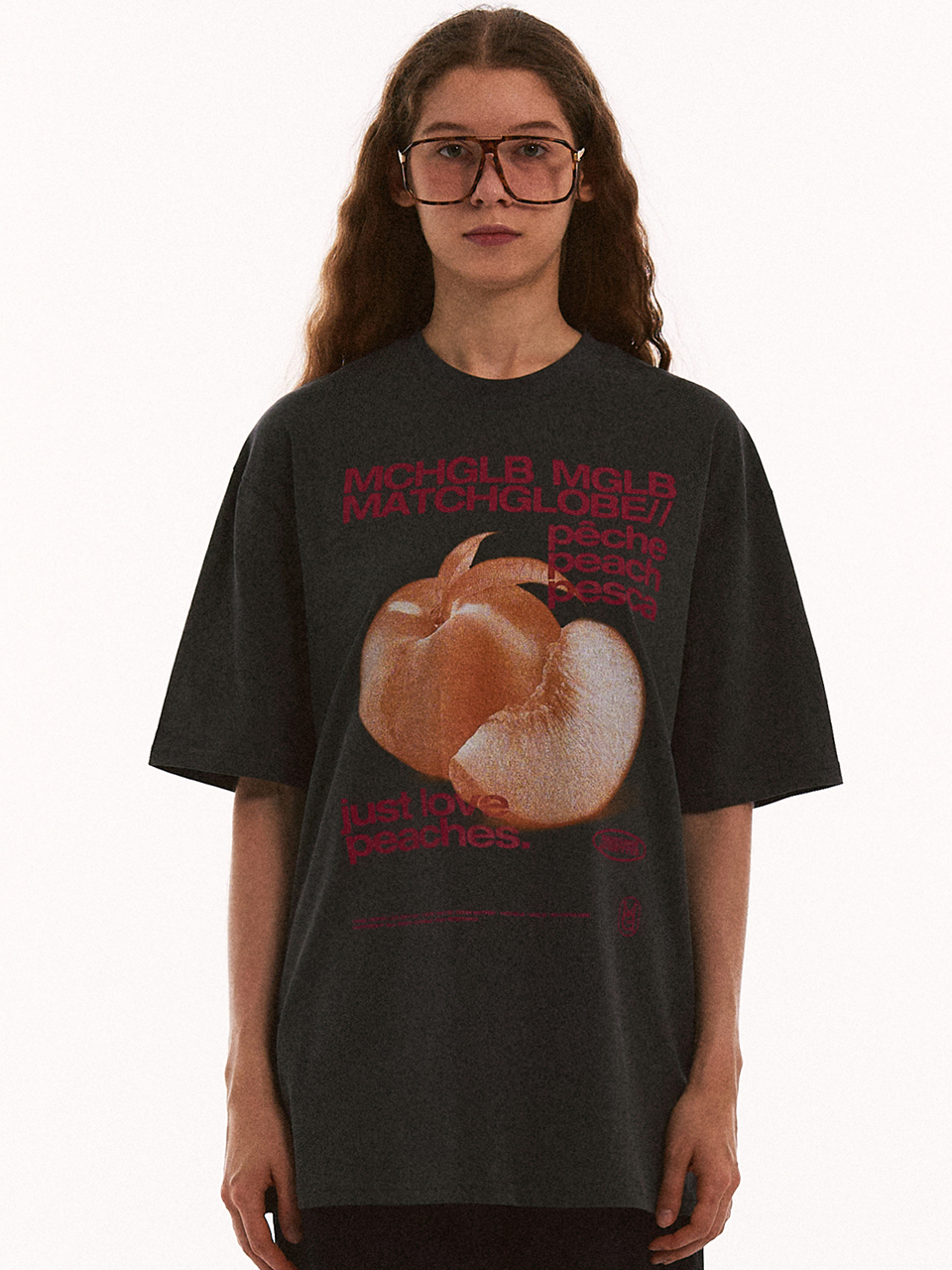 MATCHGLOBE Peaches Over-fit Tee - Dark Grey