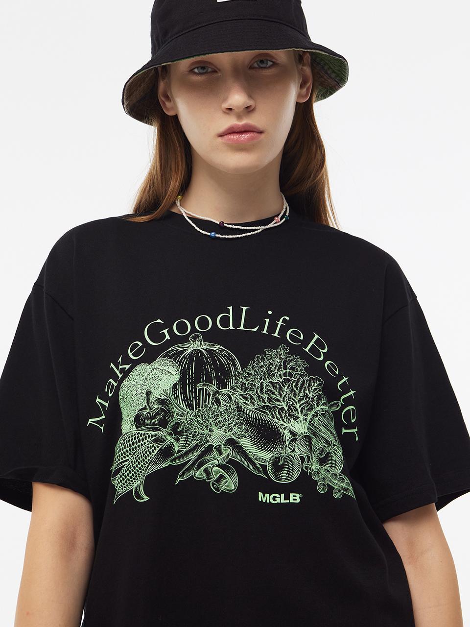 MATCHGLOBE VEGETABLE DRAWING T-SHIRT (BLACK)