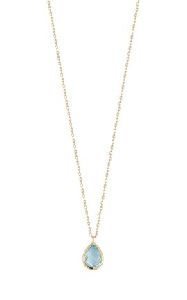 Mateo Mateo 14K Yellow Gold Topaz Drop Necklace Blue OS Gifts For Her
