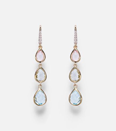 Mateo Mateo 14kt gold (585/1000) drop earrings with gemstones