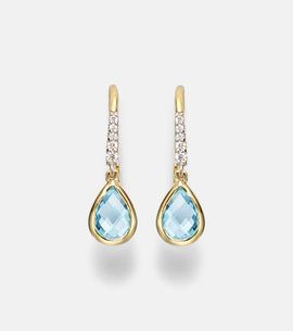Mateo Mateo 14kt gold (585/1000) earrings with topaz and diamonds