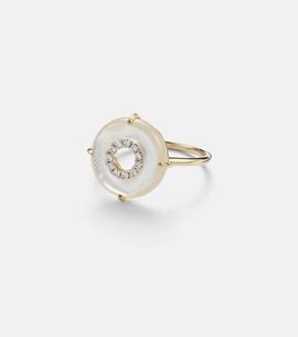 Mateo Mateo 14kt gold (585/1000) ring with diamonds and pearls