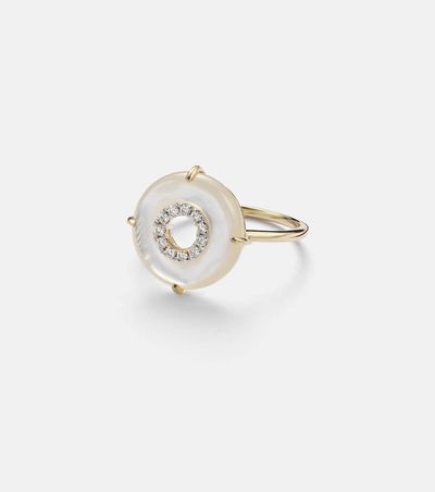 Mateo Mateo 14kt gold (585/1000) ring with diamonds and pearls