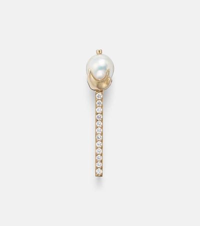 Mateo Mateo 14kt gold brooch with diamonds and pearls