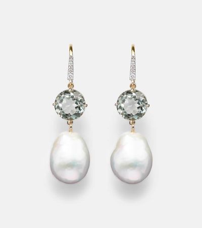Mateo Mateo 14kt gold drop earrings with amethysts, pearls, and diamonds