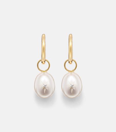 Mateo Mateo 14kt gold drop earrings with pearls and diamonds