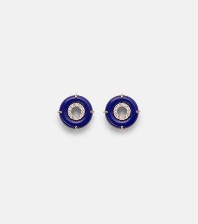 Mateo Mateo 14kt gold earrings with lapis lazuli and diamonds
