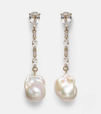 Mateo Mateo 14kt gold earrings with pearls, diamonds, and topaz