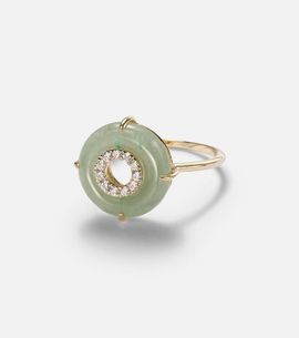 Mateo Mateo 14kt gold ring with jade and diamonds